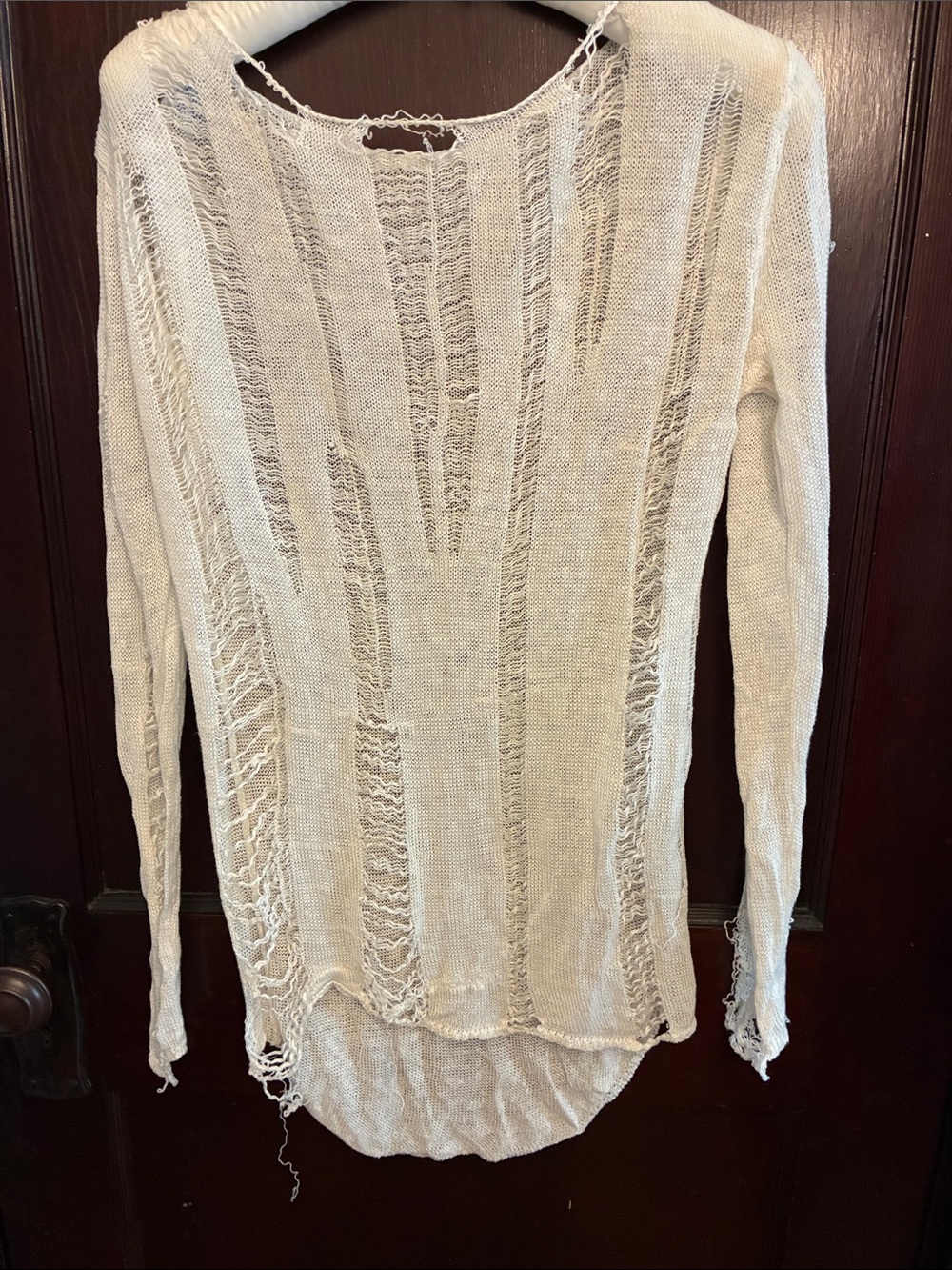 Distressed while top, size M